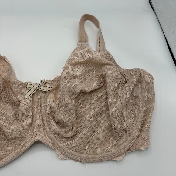Chantelle Rive Gauche Full Coverage Unlined Bra 38G/DDDD Nude Cappuccino Lace - Picture 8 of 13